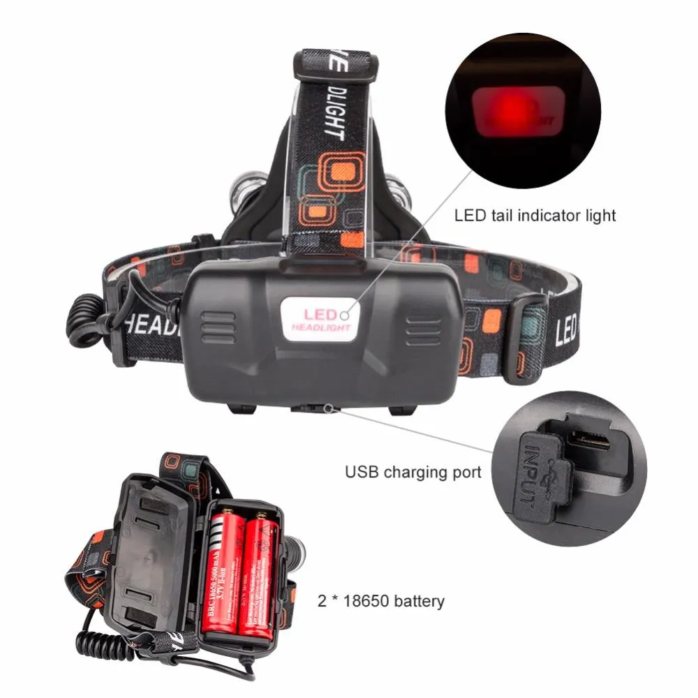 12000Lm T6 3 LED 4 Mode Headlamp
