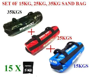 15KG, 25KG & 35KG SAND BAG FITNESS CROSS TRAINING POWERBAGS SET