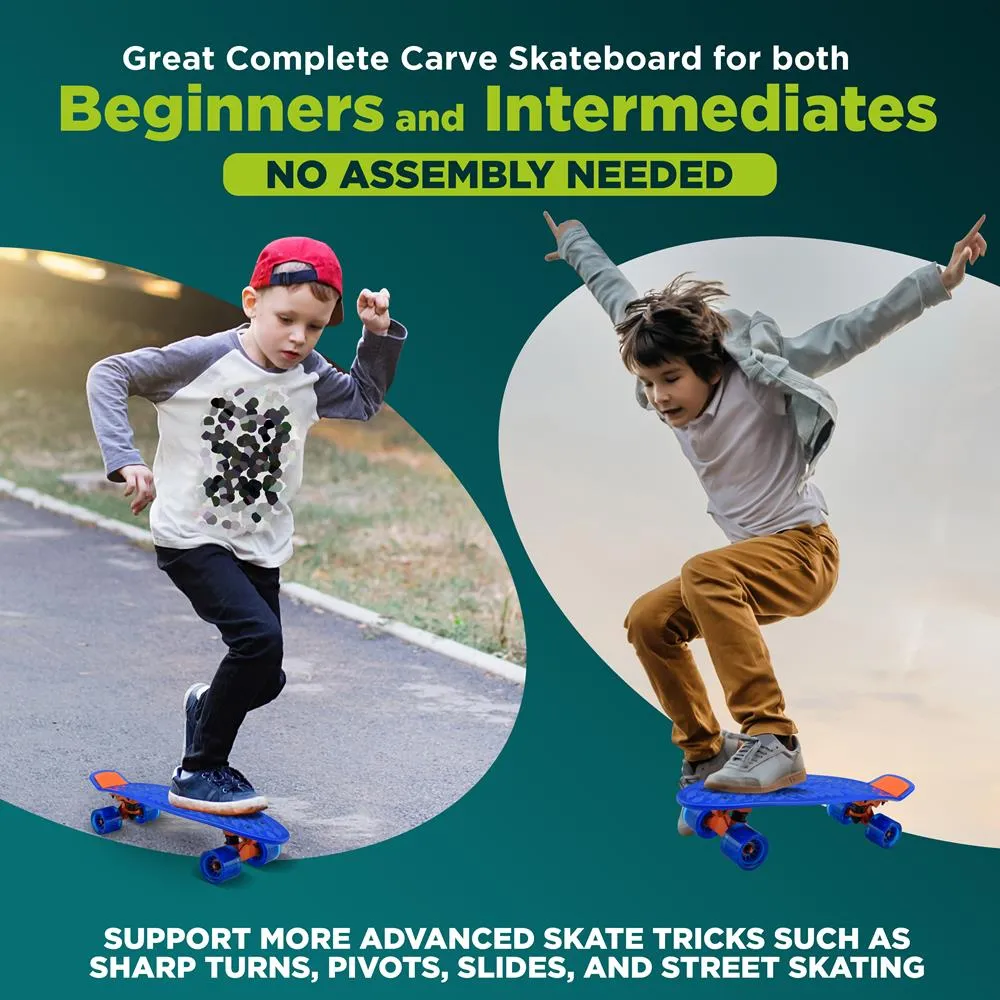 6'' Pp Deck Skateboard - Mini Cruiser Skateboard, Designed For Kids, Teens, And Adults (Blue)