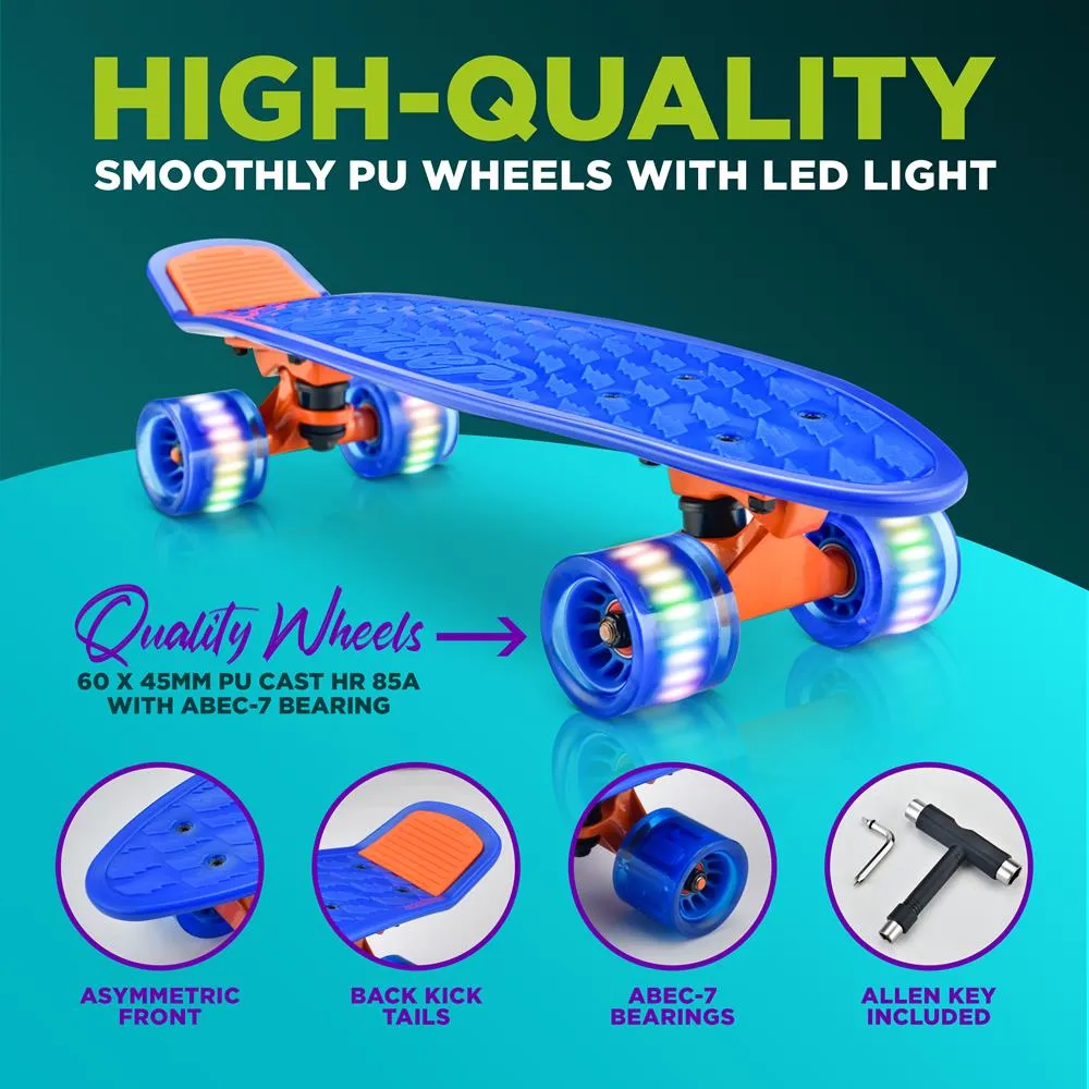 6'' Pp Deck Skateboard - Mini Cruiser Skateboard, Designed For Kids, Teens, And Adults (Blue)
