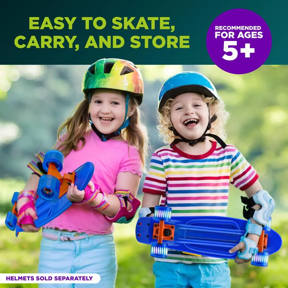 6'' Pp Deck Skateboard - Mini Cruiser Skateboard, Designed For Kids, Teens, And Adults (Blue)