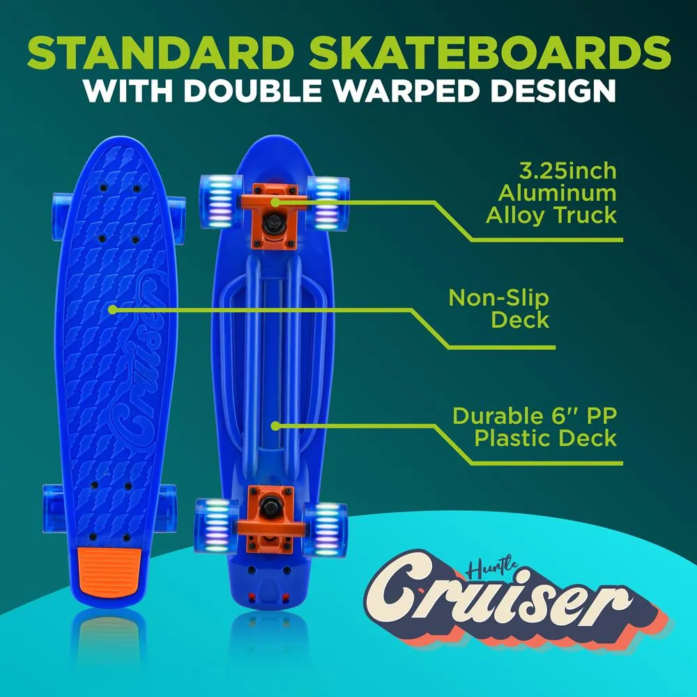 6'' Pp Deck Skateboard - Mini Cruiser Skateboard, Designed For Kids, Teens, And Adults (Blue)