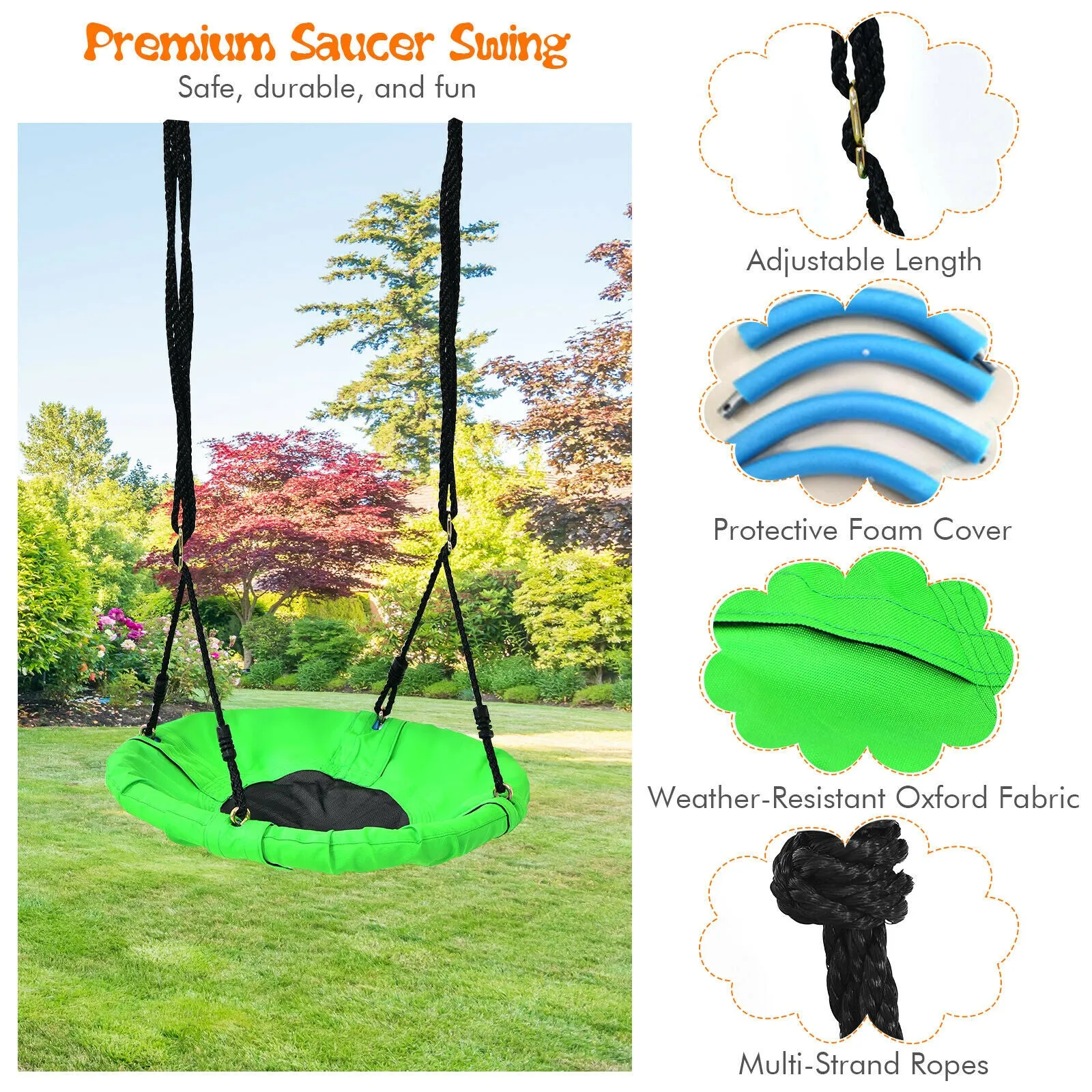 7-in-1 Anti-rust Children's 2 Swings Set | Climbing Ladder & Net and Basketball Hoop |