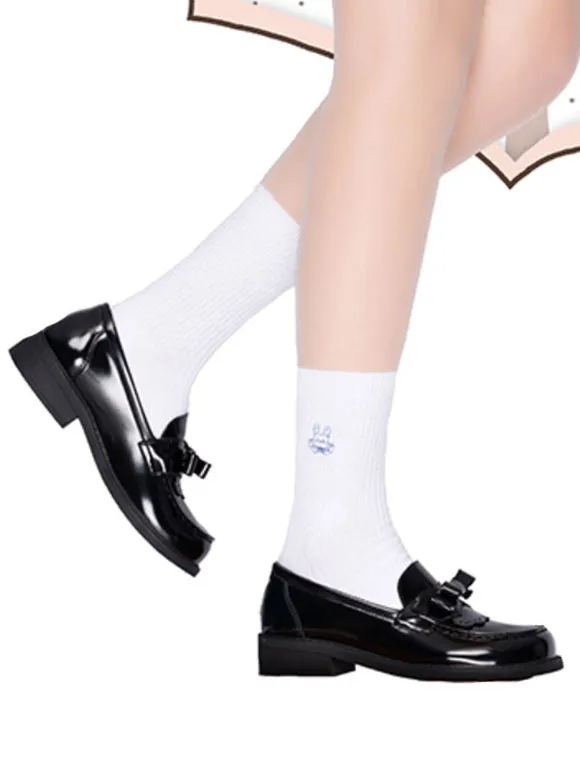 Academic Lolita Footwear Black Round Toe PU Leather Lolita Shoes