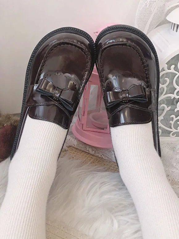Academic Lolita Footwear Black Round Toe PU Leather Lolita Shoes