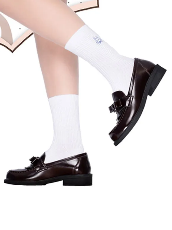 Academic Lolita Footwear Black Round Toe PU Leather Lolita Shoes