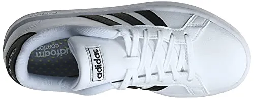 Adidas Girls Grand Court Core Black/FTWR White Leather Tennis Shoes-6 UK (F36483)