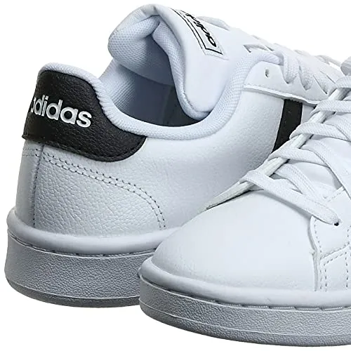 Adidas Girls Grand Court Core Black/FTWR White Leather Tennis Shoes-6 UK (F36483)