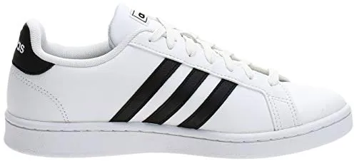 Adidas Girls Grand Court Core Black/FTWR White Leather Tennis Shoes-6 UK (F36483)