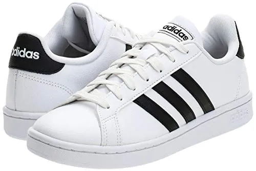 Adidas Girls Grand Court Core Black/FTWR White Leather Tennis Shoes-6 UK (F36483)
