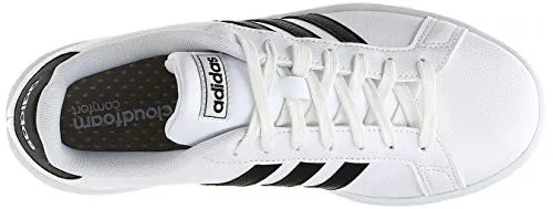 Adidas Girls Grand Court Core Black/FTWR White Leather Tennis Shoes-6 UK (F36483)