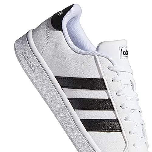 Adidas Girls Grand Court Core Black/FTWR White Leather Tennis Shoes-6 UK (F36483)