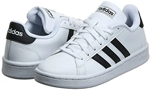 Adidas Girls Grand Court Core Black/FTWR White Leather Tennis Shoes-6 UK (F36483)