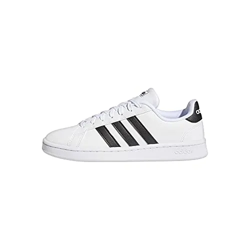 Adidas Girls Grand Court Core Black/FTWR White Leather Tennis Shoes-6 UK (F36483)