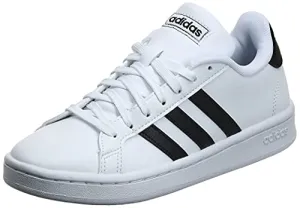 Adidas Girls Grand Court Core Black/FTWR White Leather Tennis Shoes-6 UK (F36483)