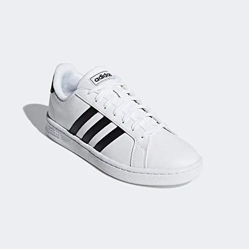 Adidas Girls Grand Court Core Black/FTWR White Leather Tennis Shoes-6 UK (F36483)