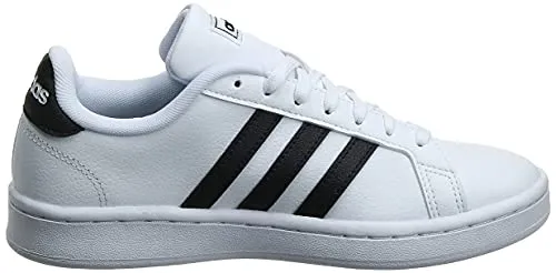 Adidas Girls Grand Court Core Black/FTWR White Leather Tennis Shoes-6 UK (F36483)