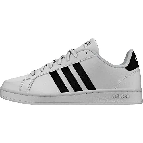 Adidas Girls Grand Court Core Black/FTWR White Leather Tennis Shoes-6 UK (F36483)