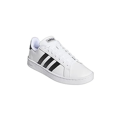 Adidas Girls Grand Court Core Black/FTWR White Leather Tennis Shoes-6 UK (F36483)