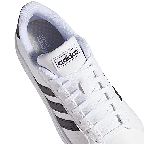 Adidas Girls Grand Court Core Black/FTWR White Leather Tennis Shoes-6 UK (F36483)