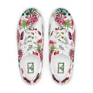 Aloha Tribe Skulls Mens White Canvas Shoes