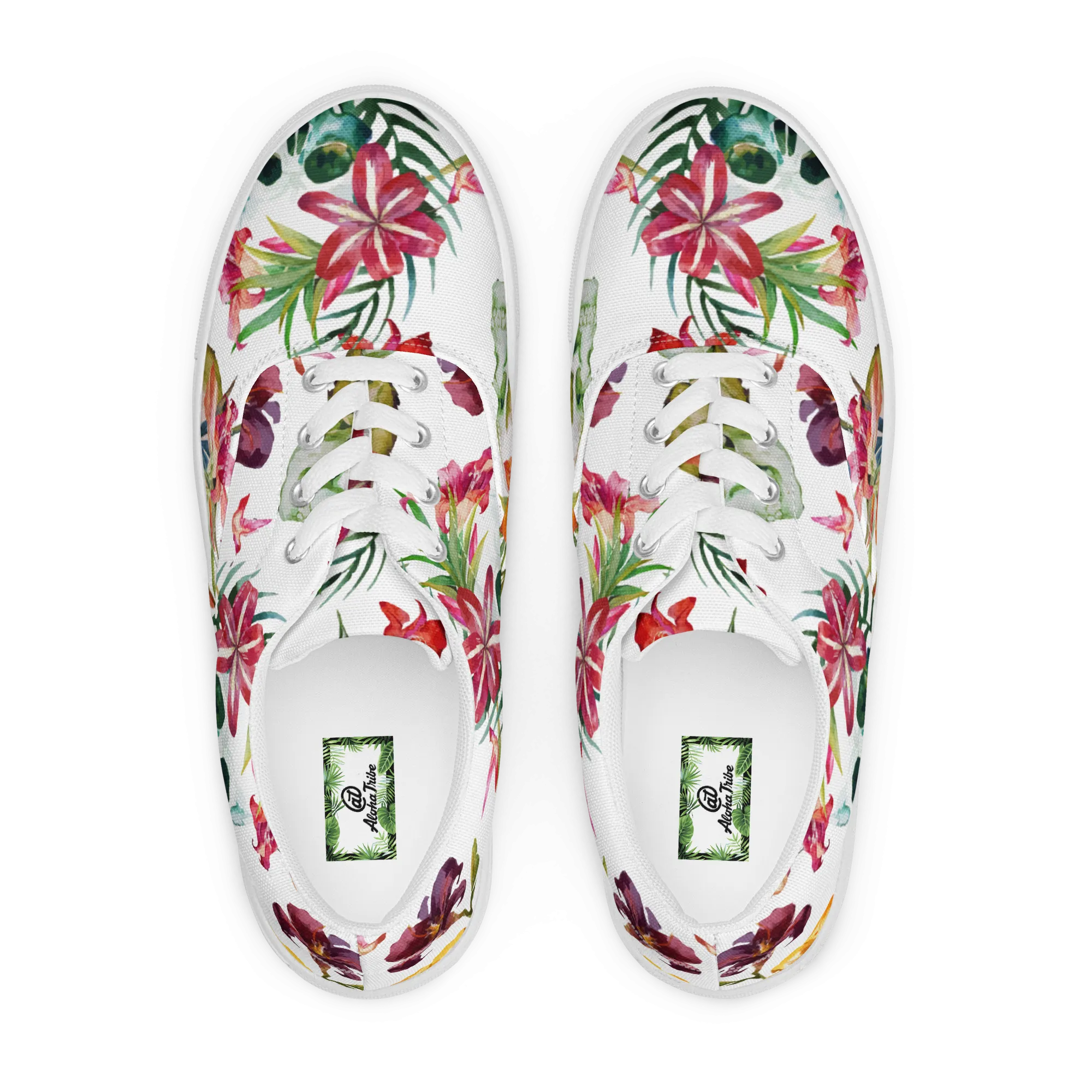 Aloha Tribe Skulls Mens White Canvas Shoes