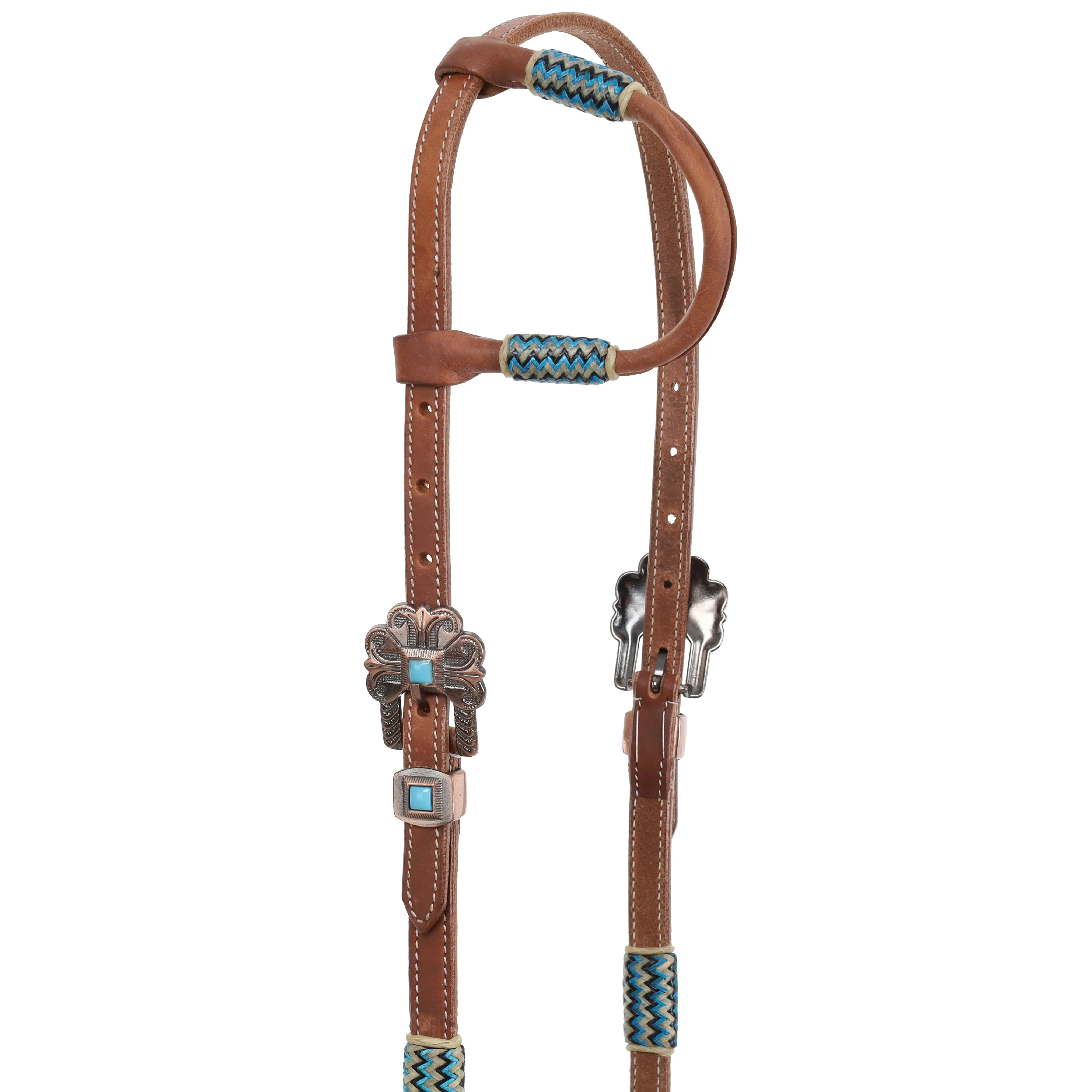 Argentina Cow Leather Cobalt Rawhide One Ear Headstall