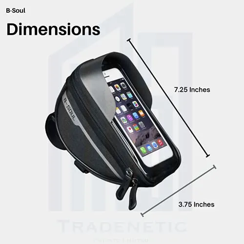 B-Soul Waterproof Cycle Frame Bag with Touch Screen Bicycle Pouch Mobile Holder for All Phones Under 6.8 Inches (Black)