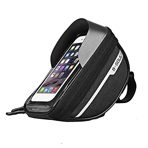 B-Soul Waterproof Cycle Frame Bag with Touch Screen Bicycle Pouch Mobile Holder for All Phones Under 6.8 Inches (Black)