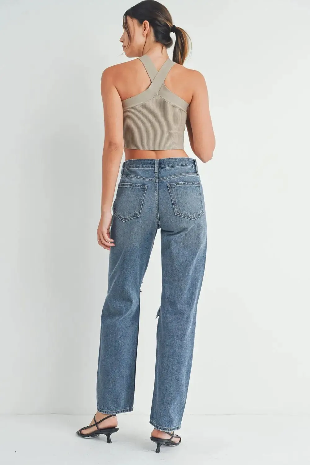 BAGGY SKATER DENIM JEANS WITH RIPPED KNEES