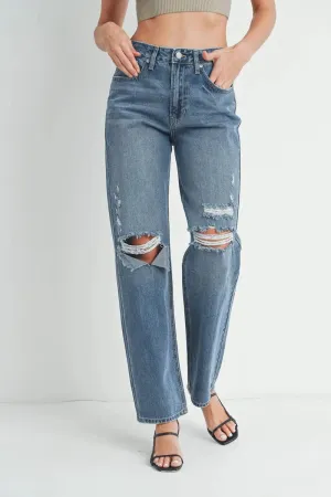 BAGGY SKATER DENIM JEANS WITH RIPPED KNEES