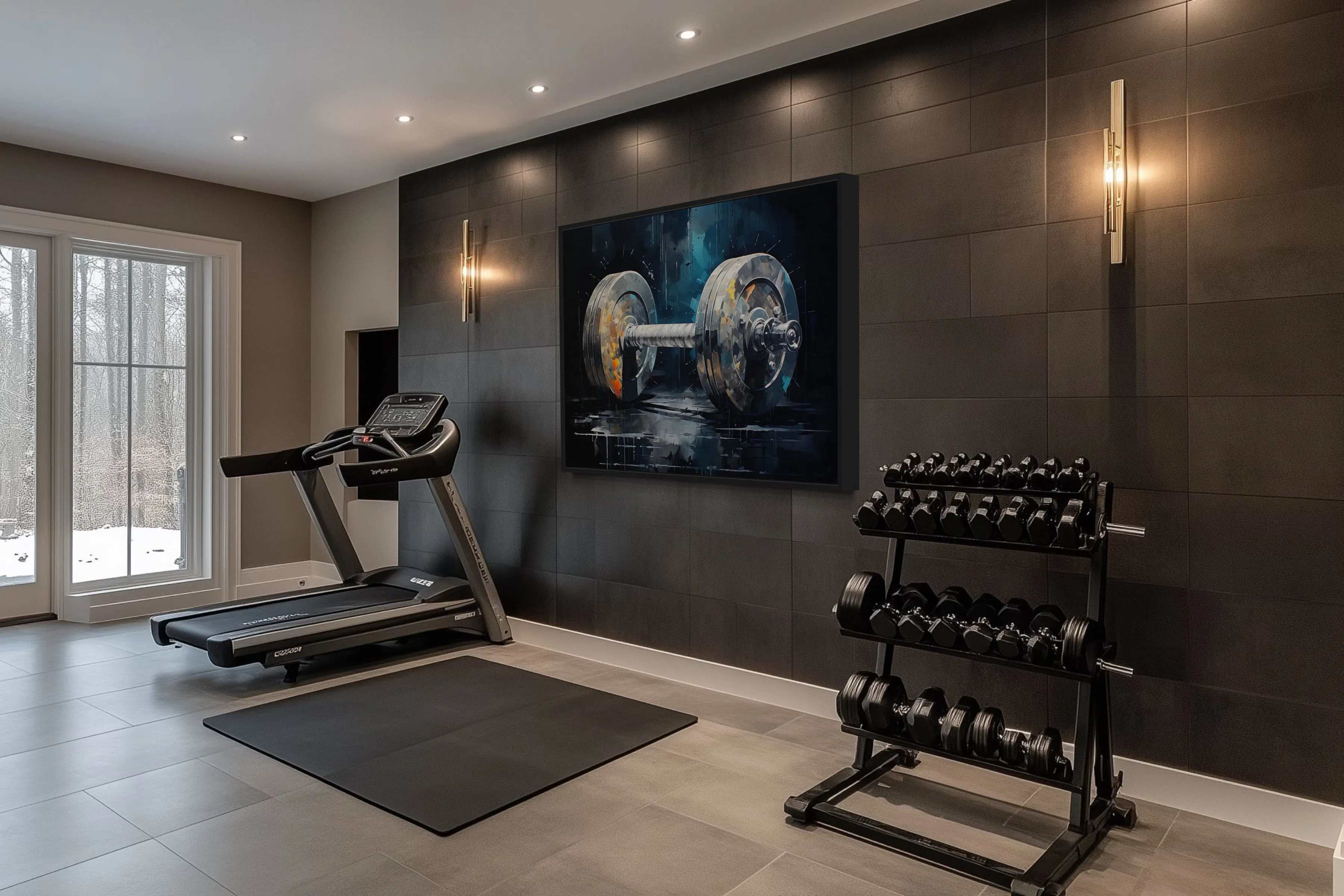 Barbell Graffiti Painting Home Gym Framed Canvas Wall Art