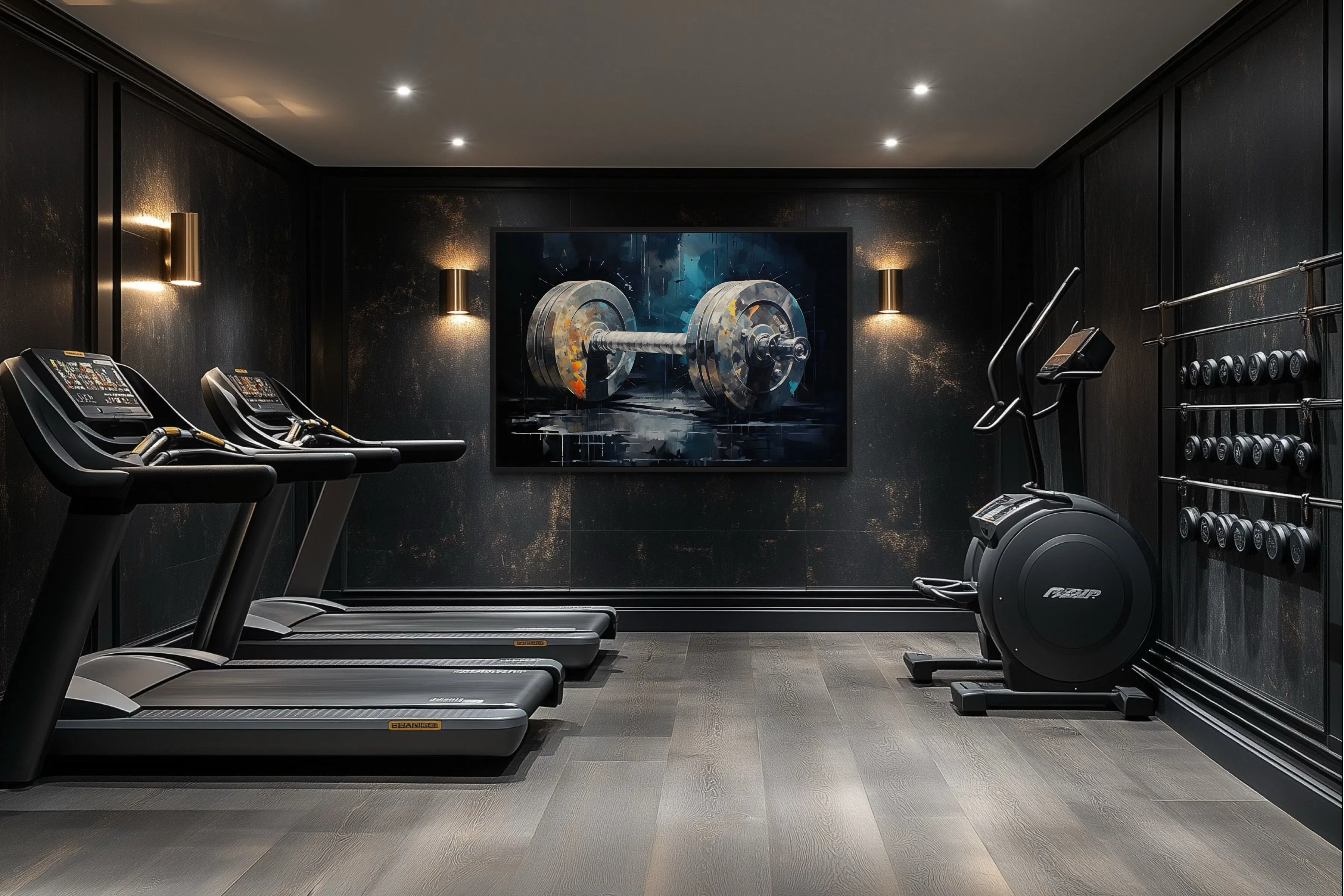 Barbell Graffiti Painting Home Gym Framed Canvas Wall Art