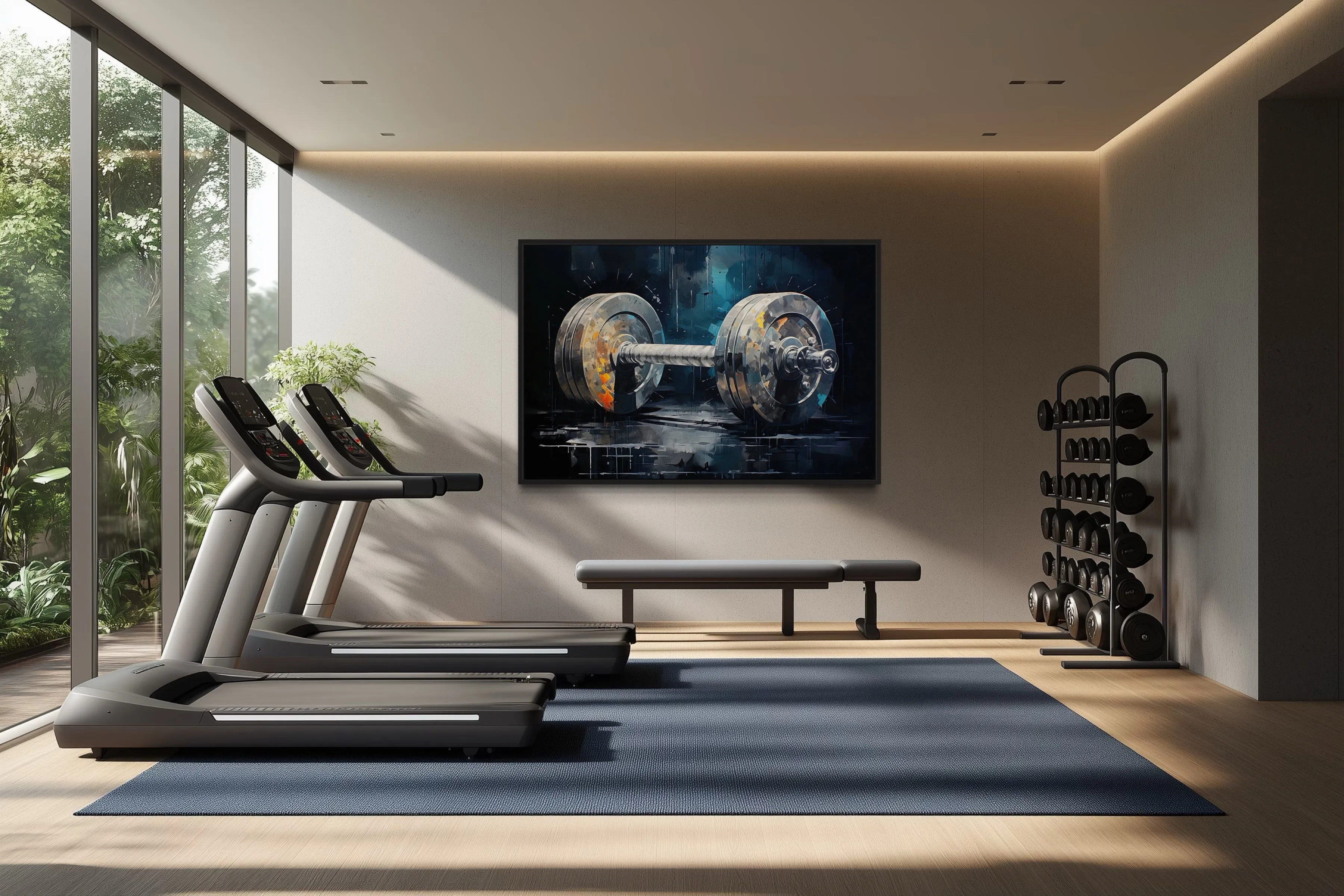 Barbell Graffiti Painting Home Gym Framed Canvas Wall Art