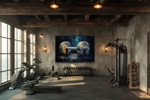 Barbell Graffiti Painting Home Gym Framed Canvas Wall Art