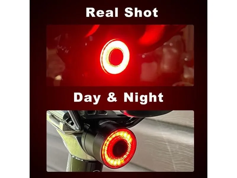 Bicycle Smart Brake Taillight - Bright , Rechargeable, Auto Start/Stop, IPx6