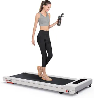 Bifanuo Under Desk Treadmill, Walking Pad 2.25HP, Wood Electric Light Weight Walking Treadmill, Desk Treadmill for Office Under Desk with Remote Control, Installation-Free