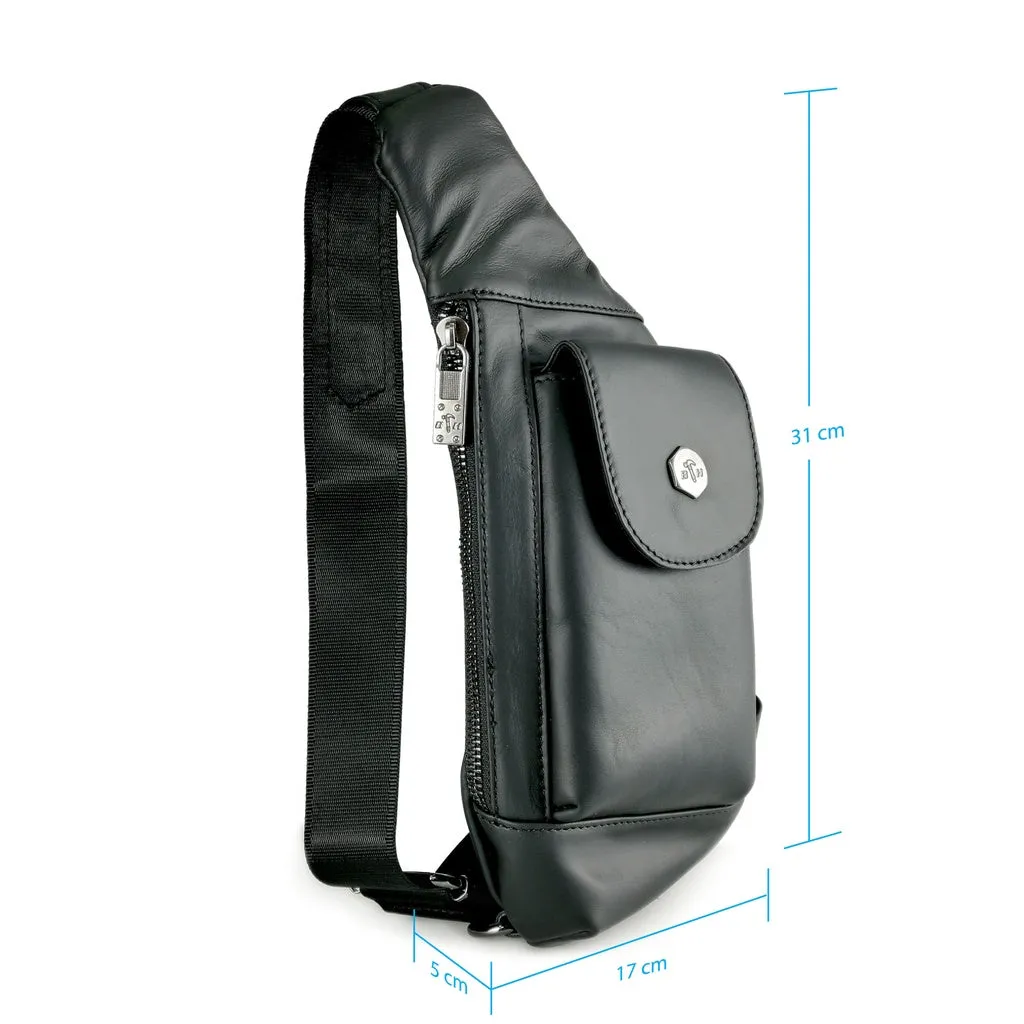Black Hammer Men Genuine Leather Chest Bag RG712