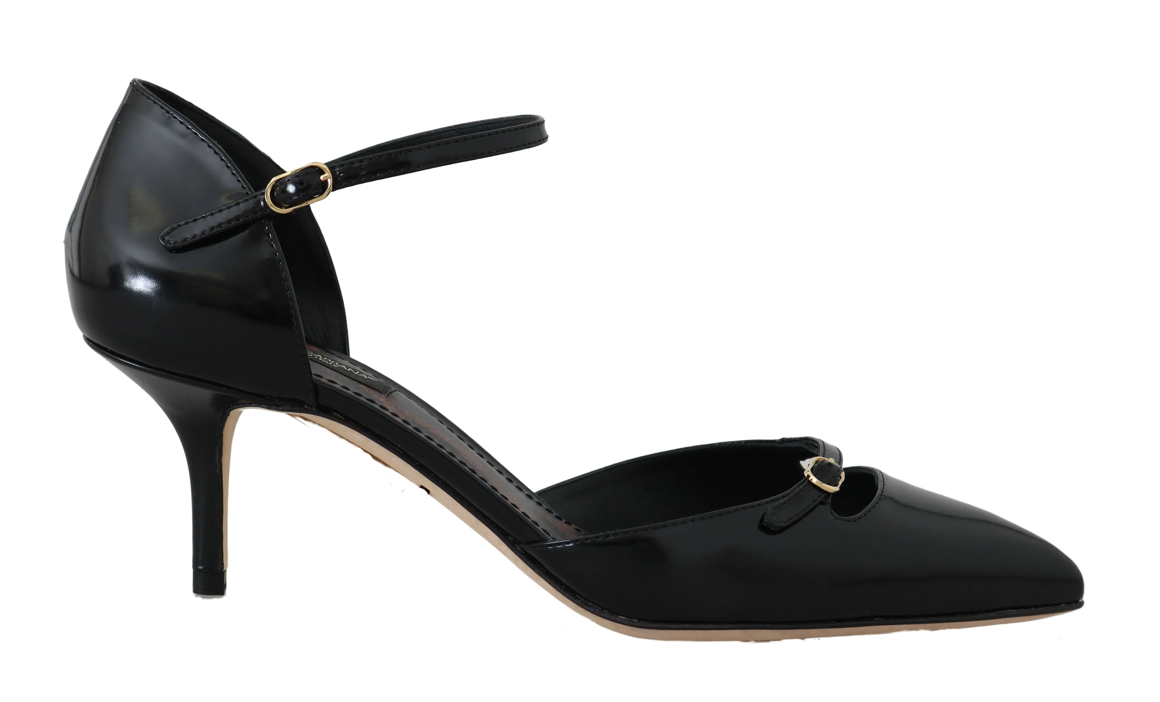 Black Leather Mary Janes Pumps