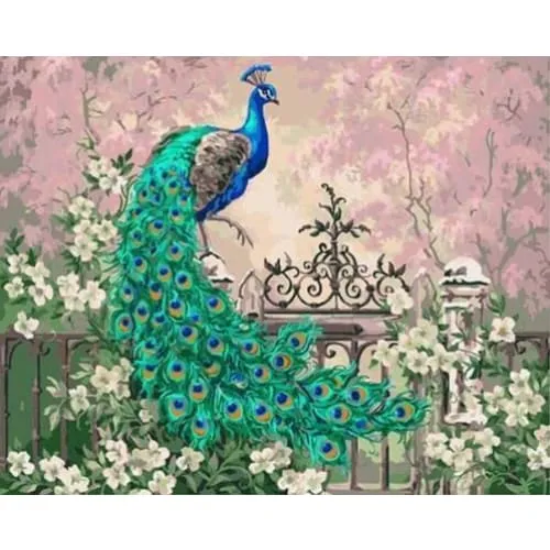Blue Peacock - Canvastly DIY Paint By Numbers