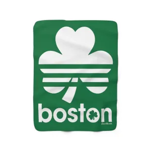 Boston Shamrock Retro Sherpa Fleece Blanket