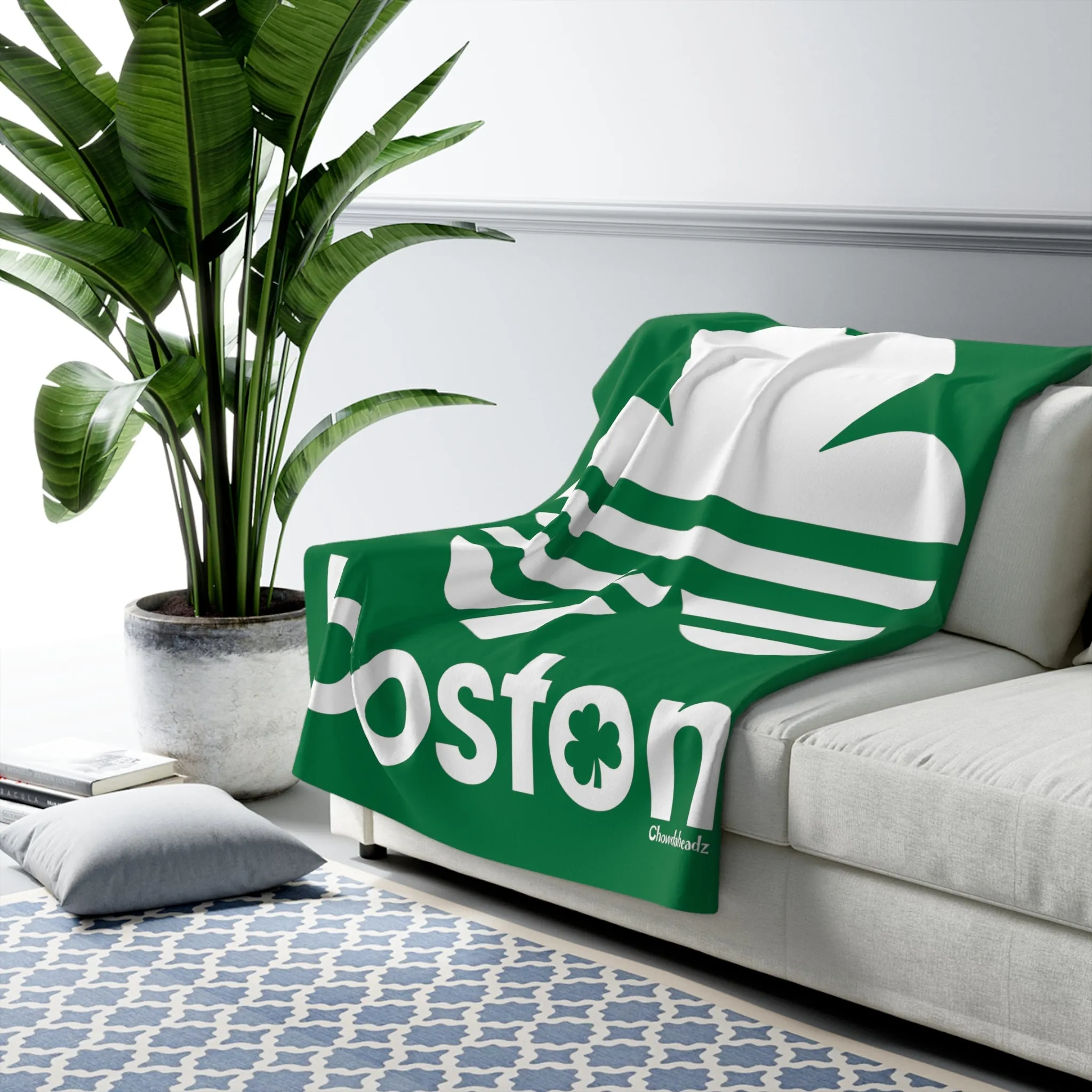 Boston Shamrock Retro Sherpa Fleece Blanket
