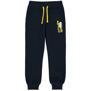 Boys Navy Blue Cotton Joggers