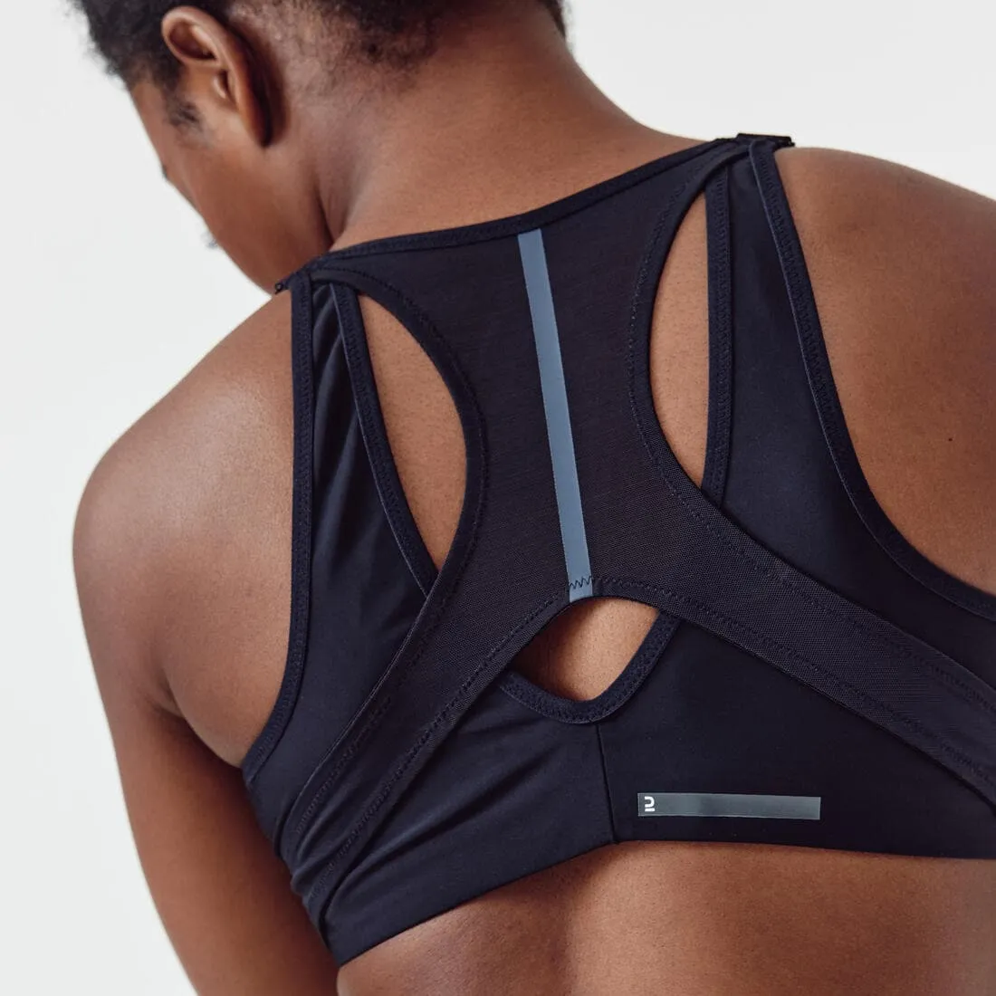 Brassière zippée double maintien fort Femme, Noir