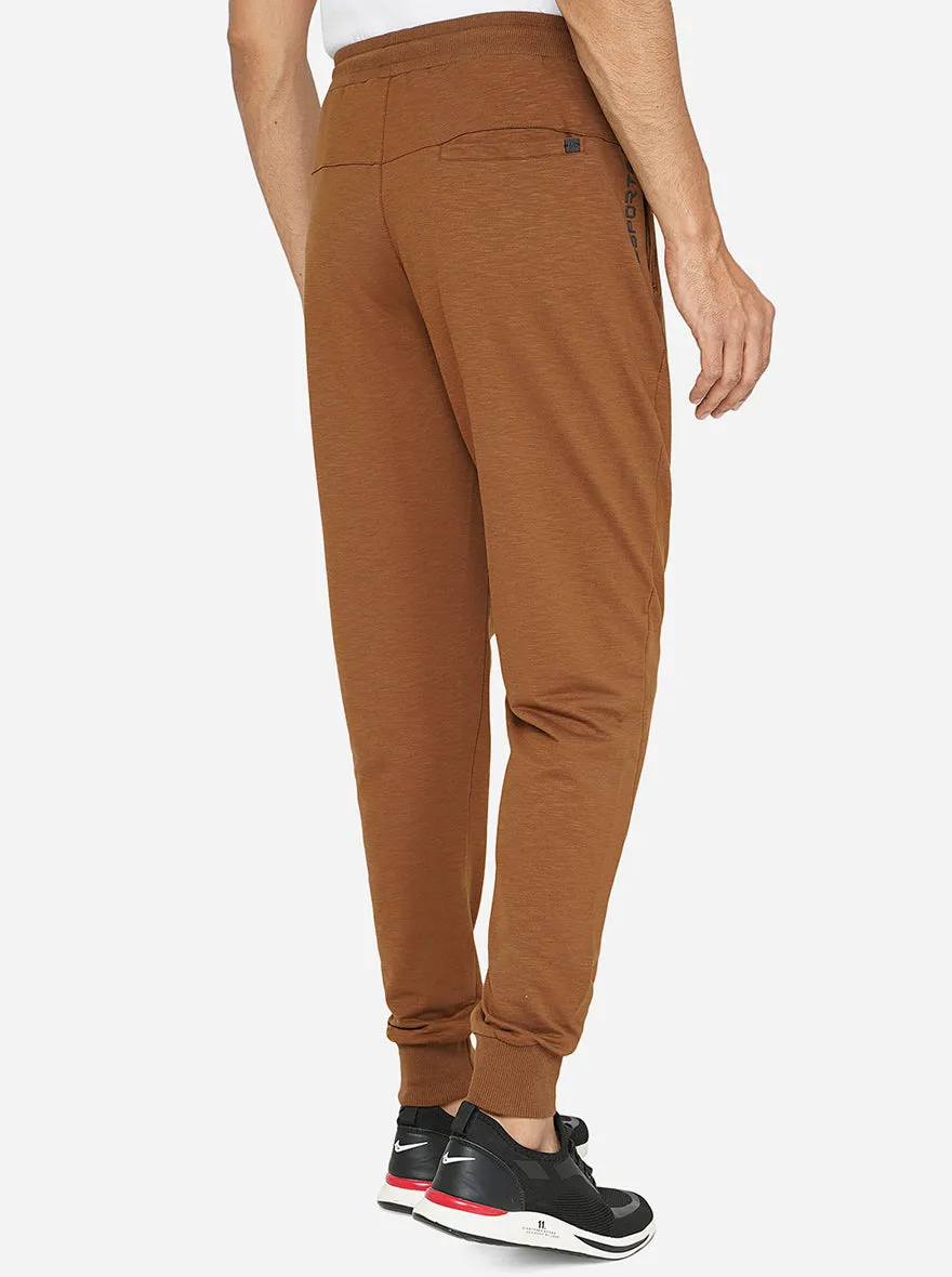 Brown Solid Slim Fit Track Pant | JadeBlue