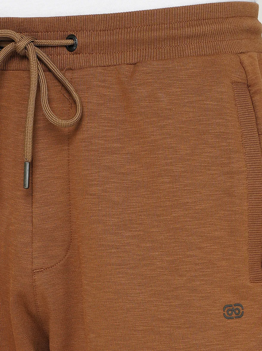 Brown Solid Slim Fit Track Pant | JadeBlue
