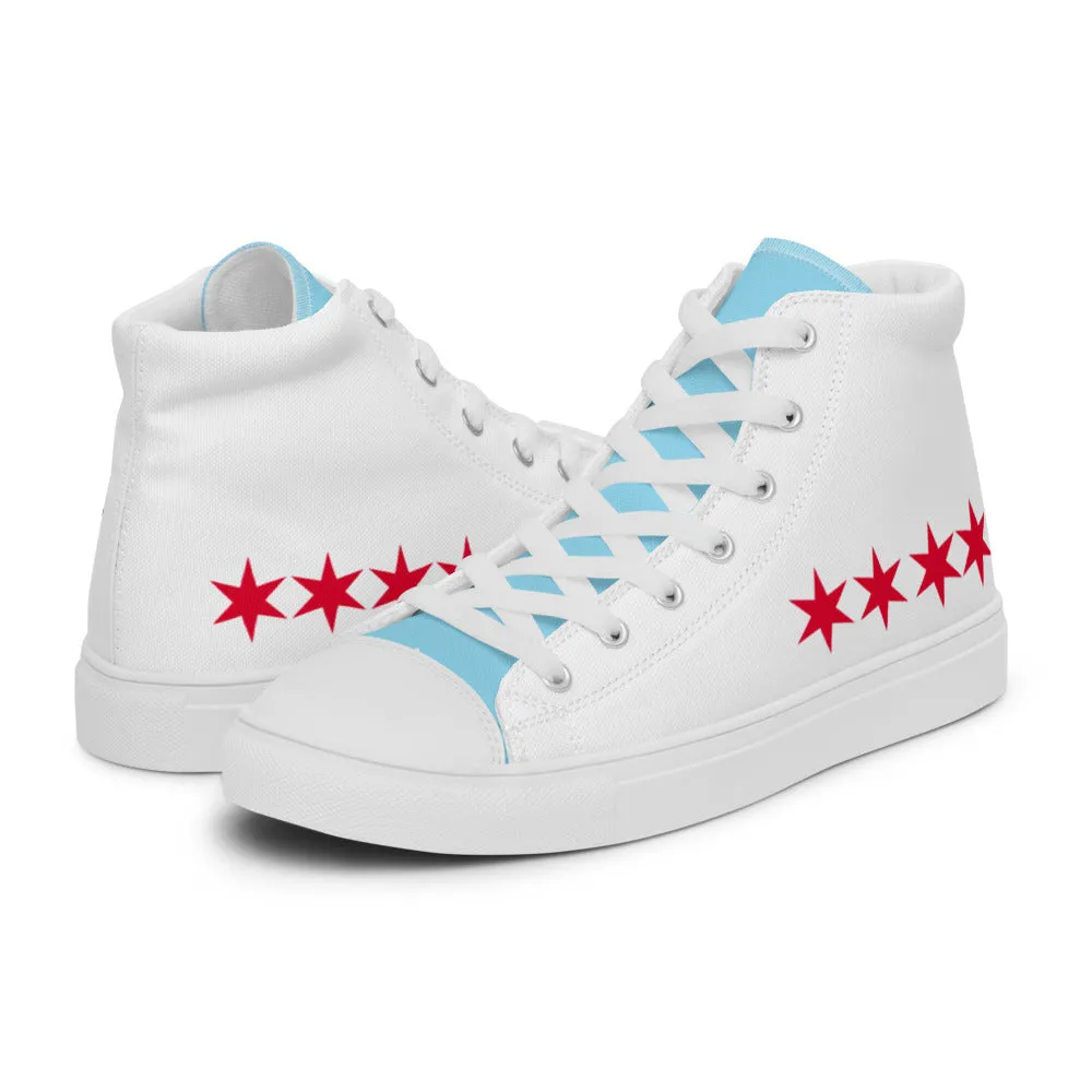 Chicago Flag Men’s high top canvas shoes