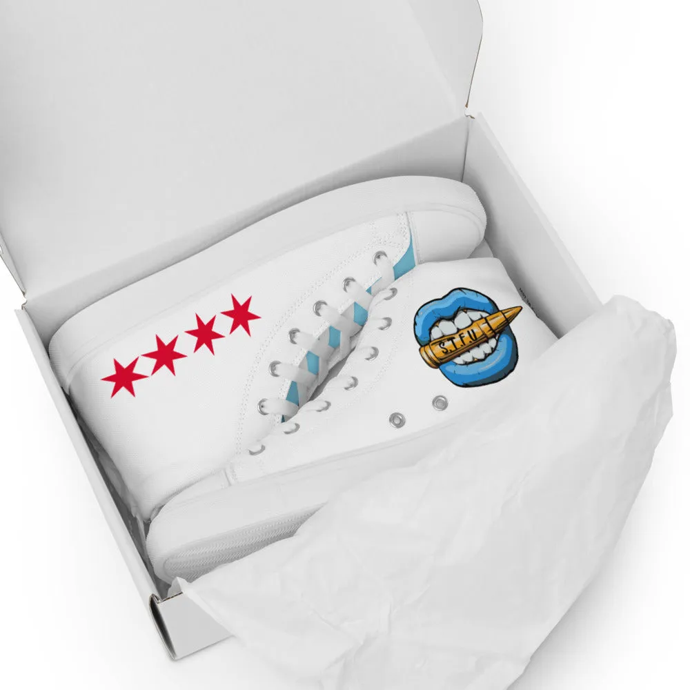 Chicago Flag Men’s high top canvas shoes