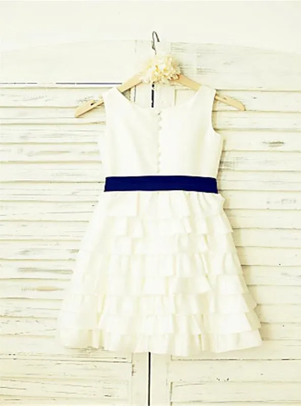 Chiffon Princess Straps Sleeveless Flower Girl Dresses Tea Length