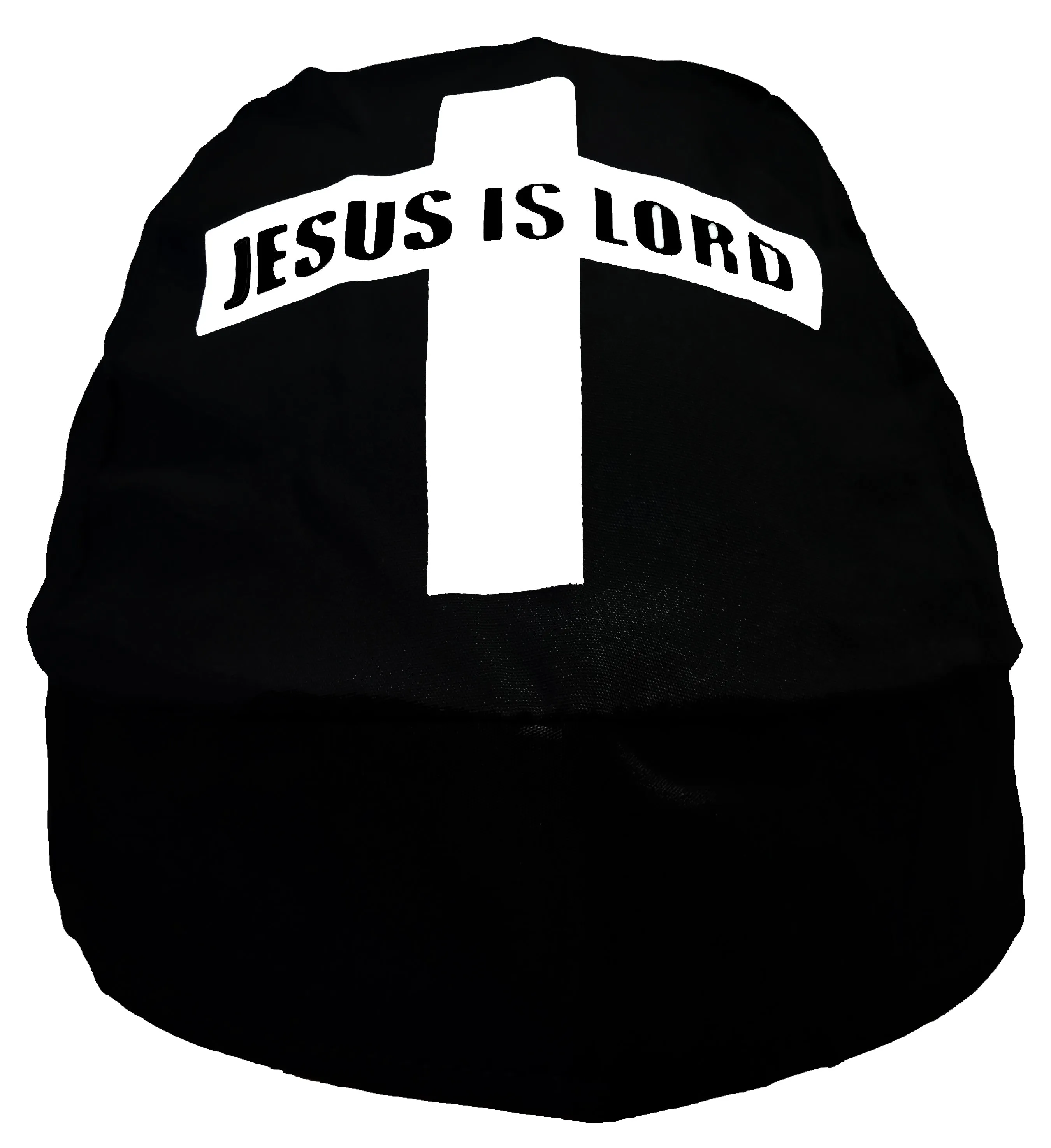 Christian Skull Cap Black and White Doo-Rag with SWEATBAND Du-Bandana for Christians